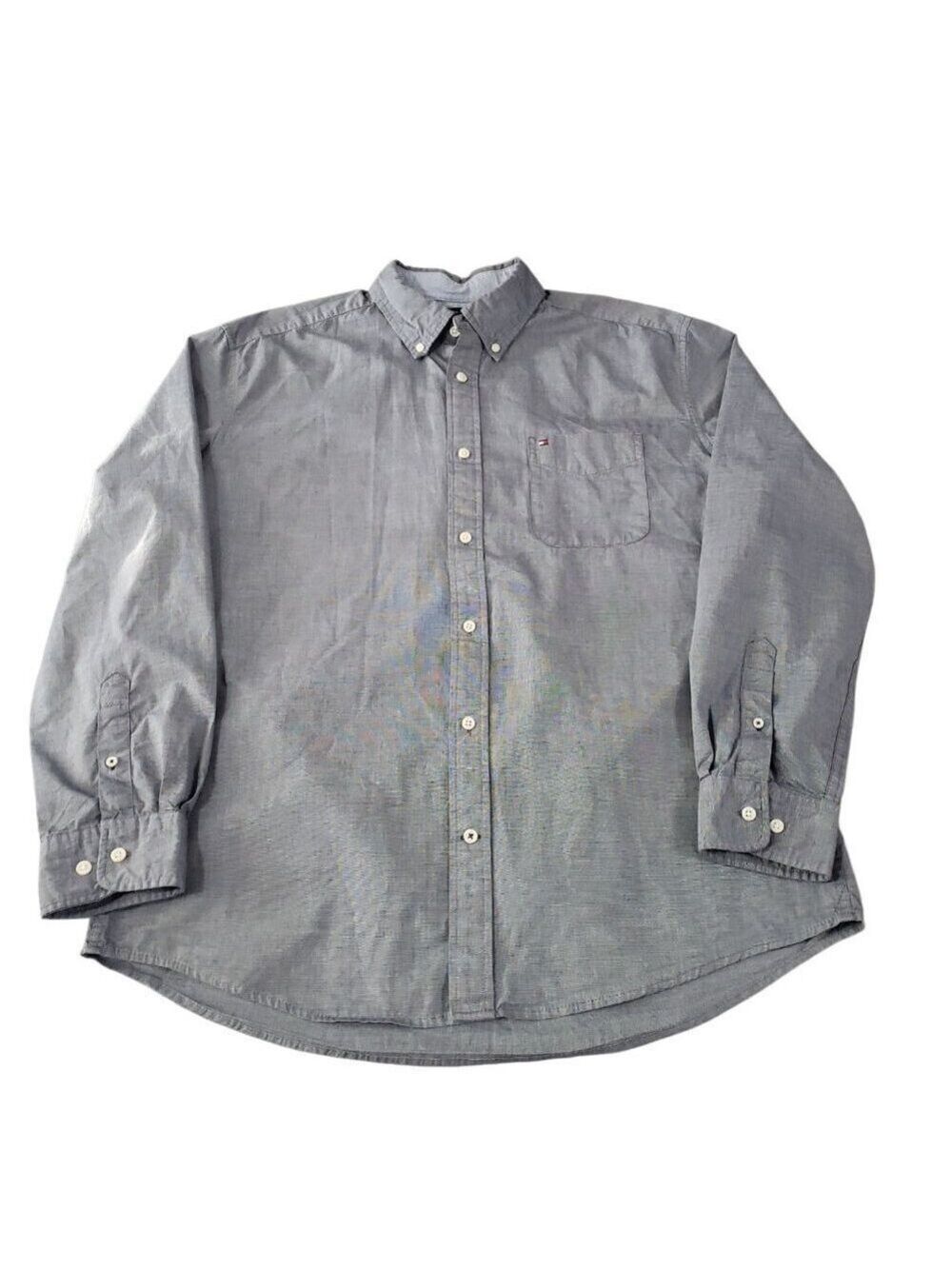 Tommy Hilfiger Mens Blue Long Sleeve Button Down Shirt Classic Fit XL